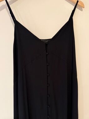 Uniqlo Black Spaghetti-Strap Button-Front Slip Dress - Size Medium Black